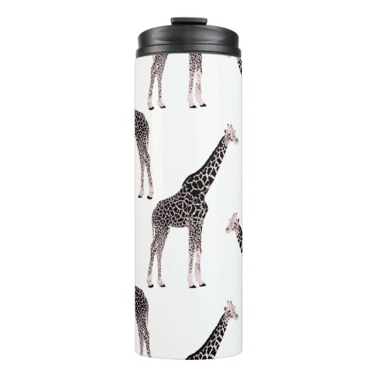 Bouteilles Isothermes Jolie Giraffe noire blanche rose (Devant)