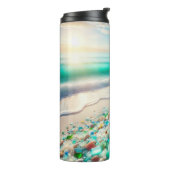 Bouteilles Isothermes Jolie plage Ocean avec verre de mer (Tourné sur la gauche)