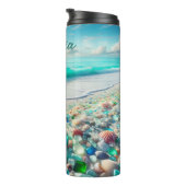 Bouteilles Isothermes Jolie plage Ocean avec verre marin Personnalisé (Tourné sur la droite)