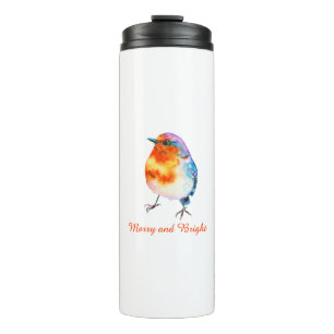 Bouteilles Isothermes Jolie Robin de Noël Aquarelle Joyeux et lumineux