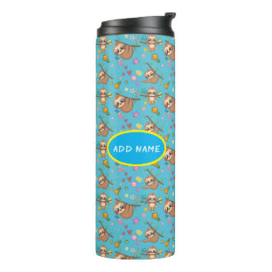 Bouteilles Isothermes Jolie Sloth Fleurs Motif bleu étoiles Modèle