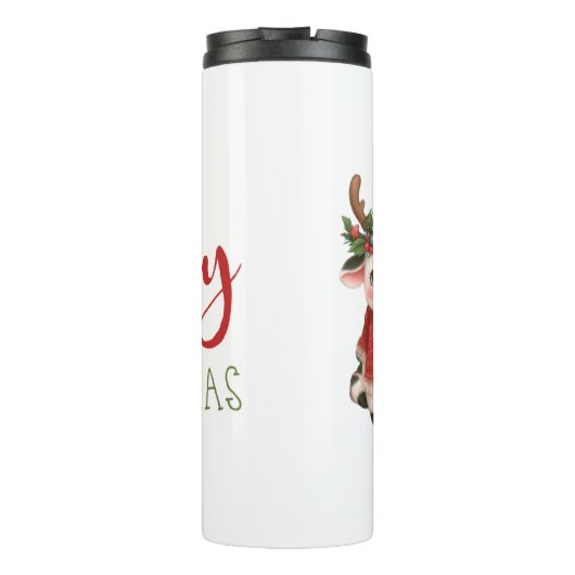 Bouteilles Isothermes Jolie vache de Noël mignonne (Dos)