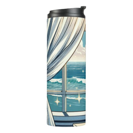 Bouteilles Isothermes Jolie vue sur l'océan et vase de fleurs (Tourné sur la gauche)