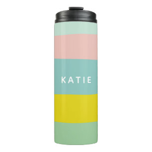 Bouteilles Isothermes Jolies bandes de couleur en pastel menthe
