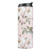 Bouteilles Isothermes Jolies Fleurs Blanches Roses (Tourné sur la gauche)