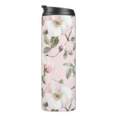 Bouteilles Isothermes Jolies Fleurs Blanches Roses (Tourné sur la droite)