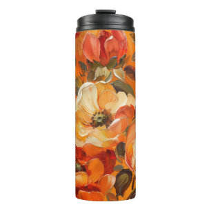 BOUTEILLES ISOTHERMES JOLIES TONS D'ORANGE TOMBENT POPPY FLOWERS