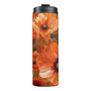 BOUTEILLES ISOTHERMES JOLIES TONS D'ORANGE TOMBENT POPPY FLOWERS