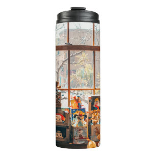 BOUTEILLES ISOTHERMES JOUETS PLEINS ASSORTIS SUR PLATEAU EN BOIS BROWN