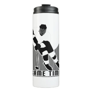 Bouteilles Isothermes Joueur de hockey Game Time Noir Blanc Isolé