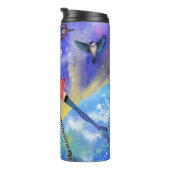 Bouteilles Isothermes Joyeuse fille avec les oiseaux Tumbler Thermal (Tourné sur la droite)