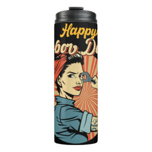 Bouteilles Isothermes Joyeuse Fille de la Fête du Travail Forte Mouvemen