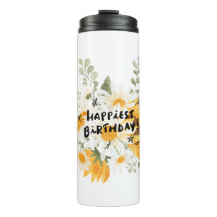 Bouteilles Isothermes Joyeuse fleur jaune d'anniversaire