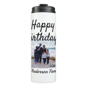 Bouteilles Isothermes Joyeux anniversaire photo nom de famille classe él