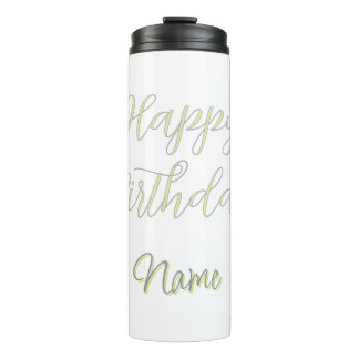 Bouteilles Isothermes Joyeux anniversaire vert pastel gris nom date mode