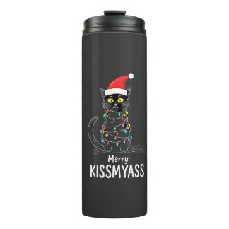 Bouteilles Isothermes Joyeux Bisousdrôle Chat Lumières de Noël Premium