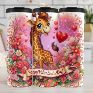 Bouteilles Isothermes Joyeux Girafe Jour de la Saint-Valentin Floral Wra