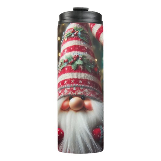 Bouteilles Isothermes Joyeux Gnome avec Casquette rayé (Devant)