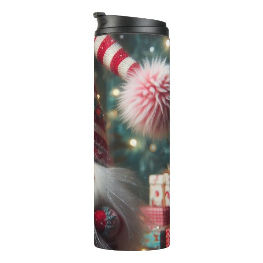 Bouteilles Isothermes Joyeux Gnome avec Casquette rayé (Tourné sur la droite)