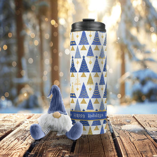 Bouteilles Isothermes Joyeux Motif de Noël en or bleu #25 ID1009