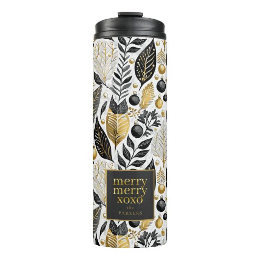 Bouteilles Isothermes Joyeux Motif de Noël en or noir #21 ID1009 (Devant)