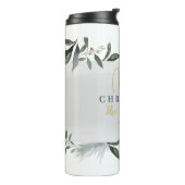 Bouteilles Isothermes Joyeux Noël aquarelle feuillage Noël (Tourné sur la gauche)