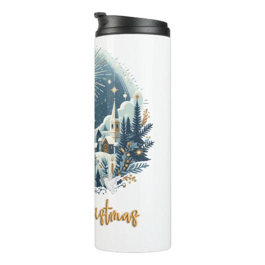 Bouteilles Isothermes Joyeux Noël bleu et or (Tourné sur la droite)