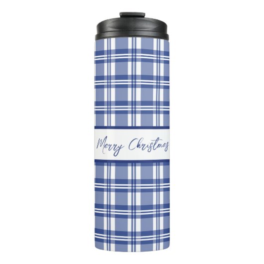 Bouteilles Isothermes Joyeux Noël bleu plaid (Devant)