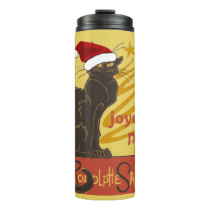 Bouteilles Isothermes Joyeux Noel Le Chat Noir Avec Arbre Doré Stylisé