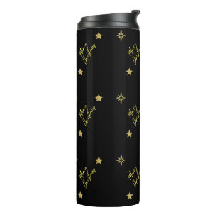 Bouteilles Isothermes Joyeux Noël Mini Gold Star Motifs en noir