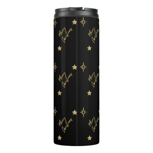 Bouteilles Isothermes Joyeux Noël Mini Gold Star Motifs en noir (Dos)