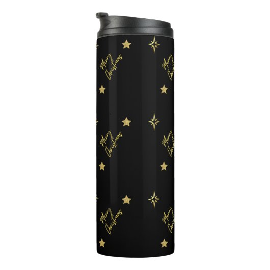 Bouteilles Isothermes Joyeux Noël Mini Gold Star Motifs en noir (Tourné sur la droite)