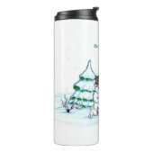 Bouteilles Isothermes Joyeux Noël ! Snowman avec chat et chiot (Tourné sur la gauche)