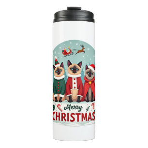 Bouteilles Isothermes Joyeux Noël Trois Santa Elfe Renne Siamois C