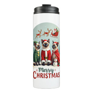Bouteilles Isothermes Joyeux Noël Trois Santa Elfe Renne Siamois C