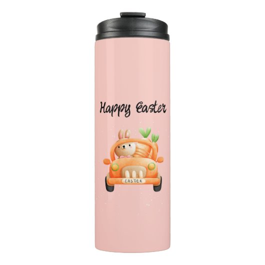 Bouteilles Isothermes Joyeux pilote de Pâques lapin rose (Devant)