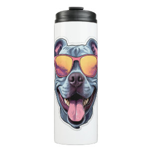 Bouteilles Isothermes Joyeux Pitbull bleu portant des lunettes de soleil