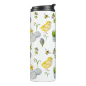 Bouteilles Isothermes Joyeux poussin de Pâques et fleurs de printemps (Tourné sur la gauche)