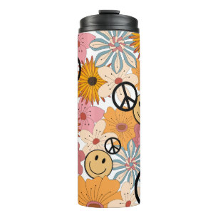 Bouteilles Isothermes Joyeux visage, Retro Floral & Paix
