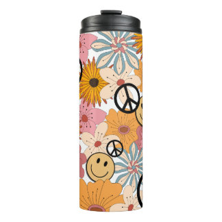 Bouteilles Isothermes Joyeux visage, Retro Floral & Paix