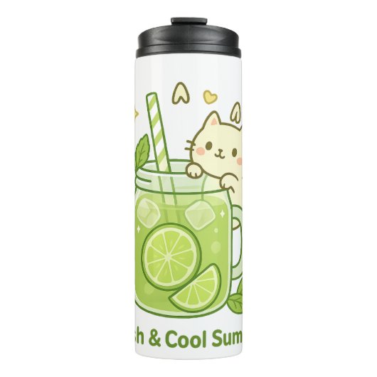 Bouteilles Isothermes Jus de citron vert frais et chat mignon Kawaii Des (Devant)