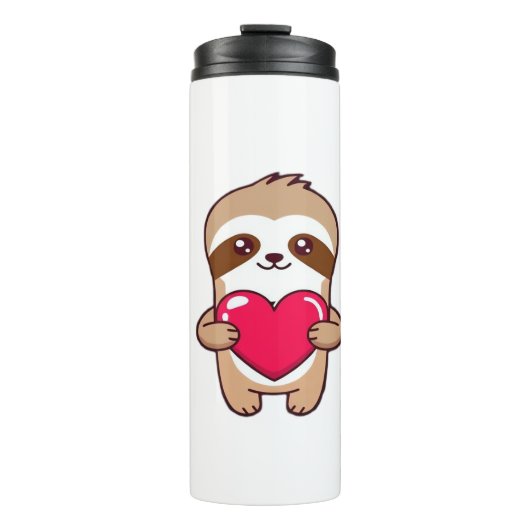 Bouteilles Isothermes Kawaii Chibi Sloth Hugging Heart � Cute Adorable S (Devant)