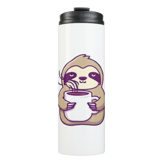 Bouteilles Isothermes Kawaii Chibi Sloth with Coffee Mug � Cute Sleepy A (Devant)