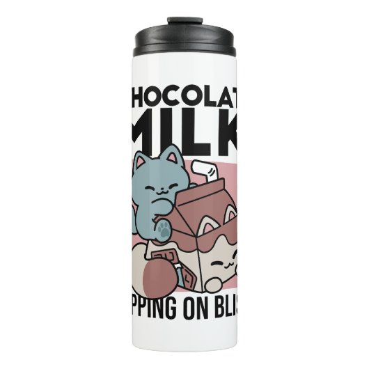 Bouteilles Isothermes Kawaii Chocolate Milk Cat – Cozy Drink & Cuteness  (Devant)