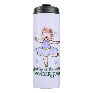 Bouteilles Isothermes Kawaii Unicorn Marcher en hiver