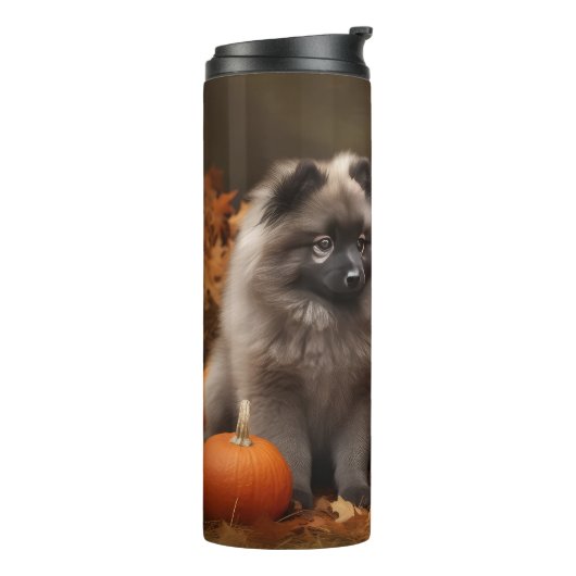 Bouteilles Isothermes Keeshond Chiot Automne Citrouille délice (Tourné sur la gauche)