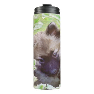 Bouteilles Isothermes Keeshond Puppy in the Garden Peinture Art original