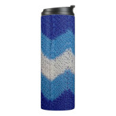 Bouteilles Isothermes knitted fabric with striped figures blue and white (Tourné sur la gauche)