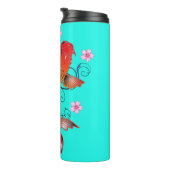 Bouteilles Isothermes Koi poisson oriental floral orange turquoise éléga (Tourné sur la droite)