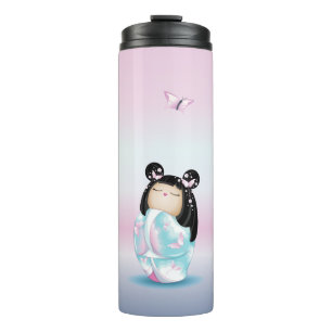 Bouteilles Isothermes Kokeshi Poupée Japonaise Chibi Style Art